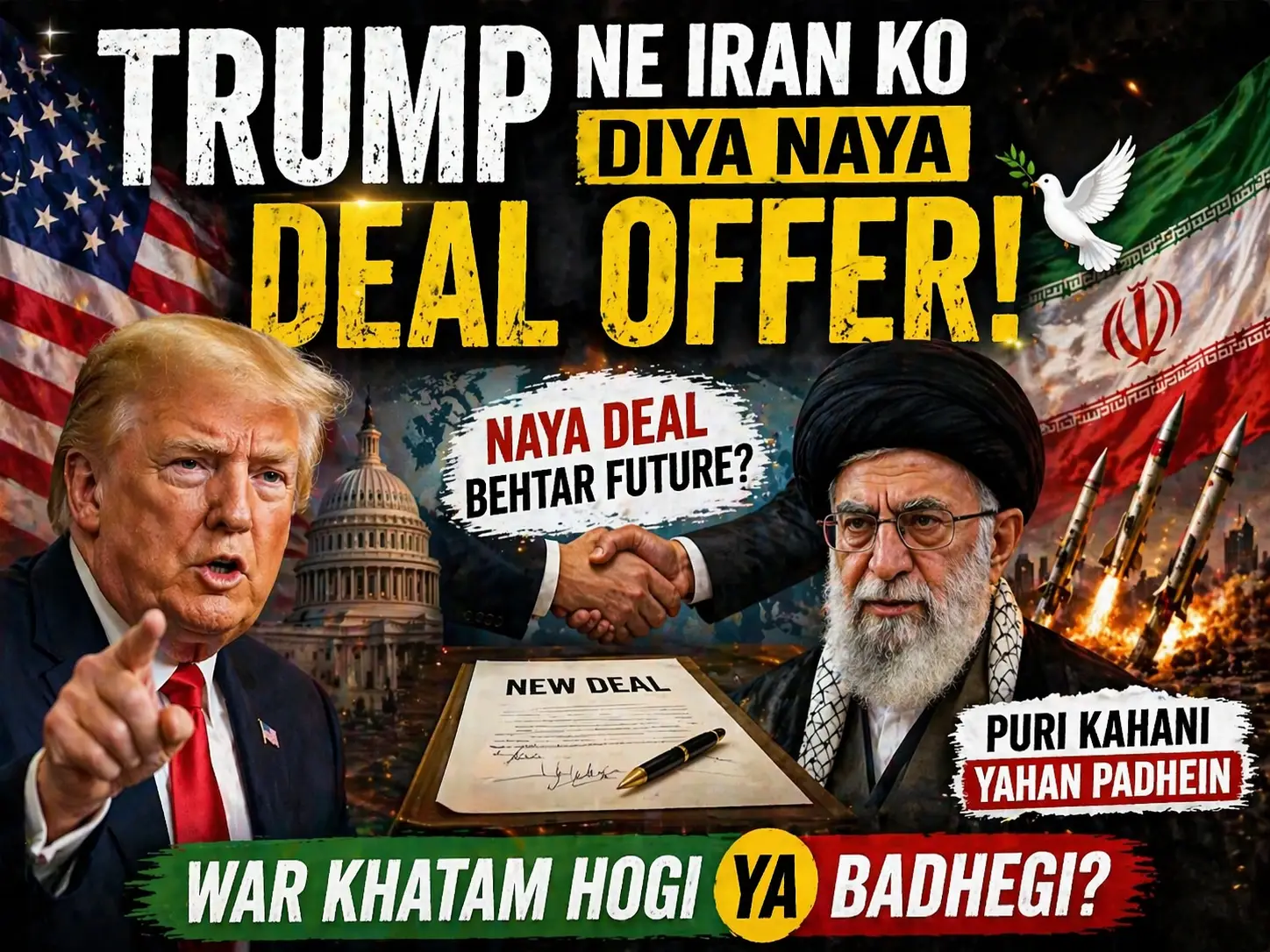 Trump Ne Iran Ko Diya Naya Deal Offer! 🕊️ War Khatam Hogi Ya Badhegi? Puri Kahani Yahan Padhein